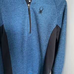 Spyder Men's Zip-Up Sweater in Blue and Black